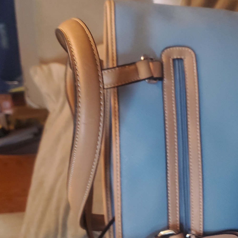 GIANI BERNINI Light Blue Tote Bag with Tan Accents - Picture 7 of 13